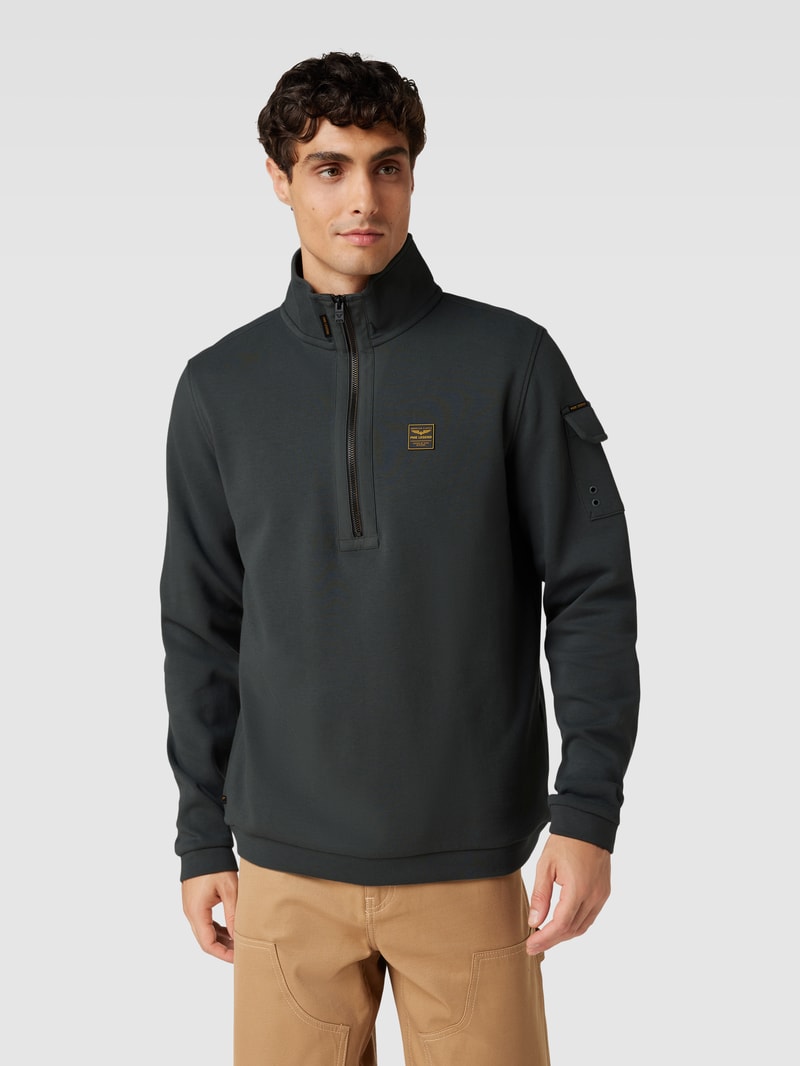 Sweatshirt mit Troyer-Kragen in marineblau