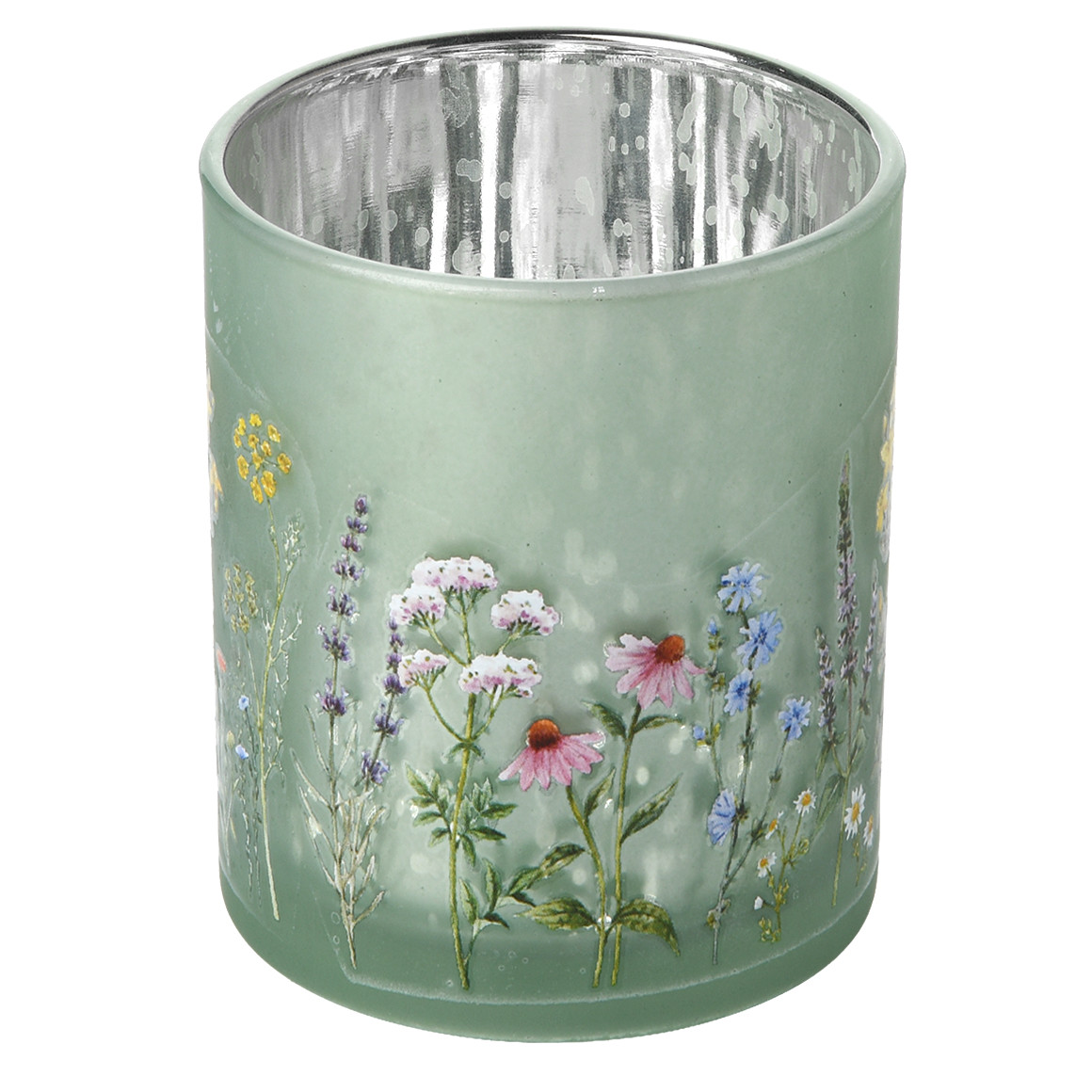 Windlicht mit Blumen-Motiv