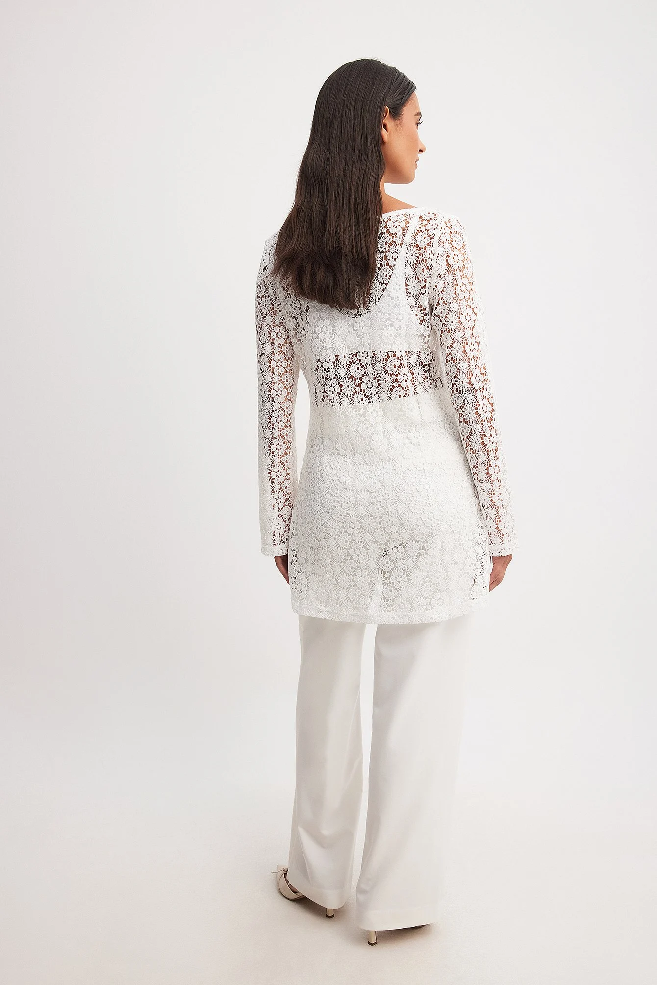 Crochet Wide Sleeve Mini Dress