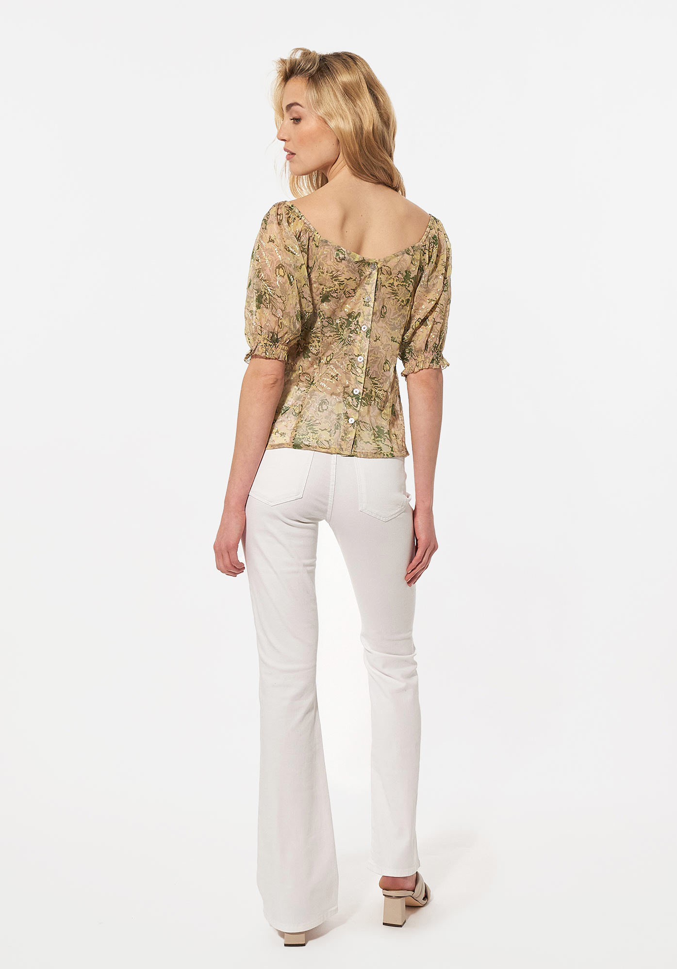 BROOK  Blouse fleurie verte Femme en 100% polyester recyclé