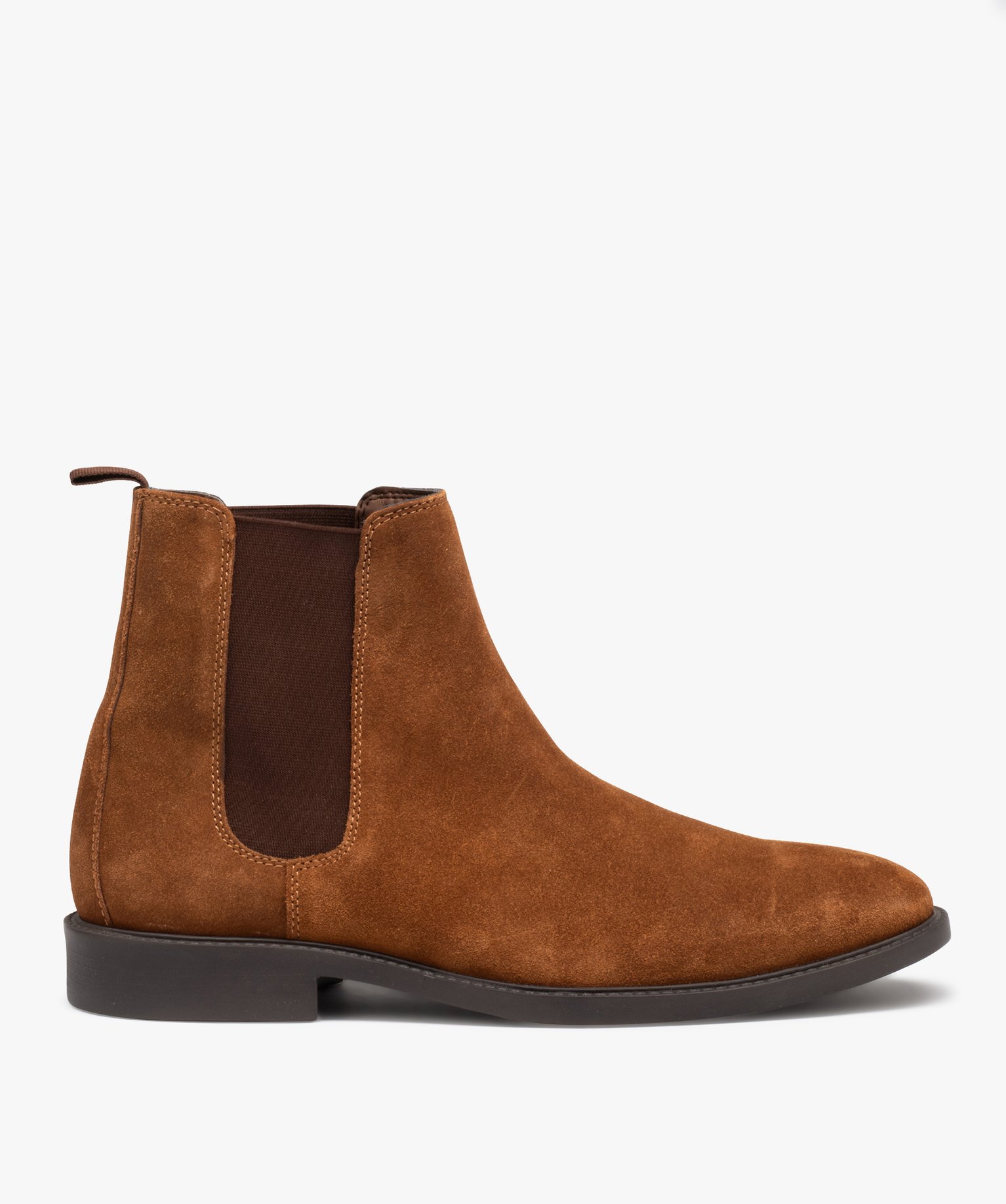 Boots homme dessus en cuir velours uni - Taneo cognac | GEMO