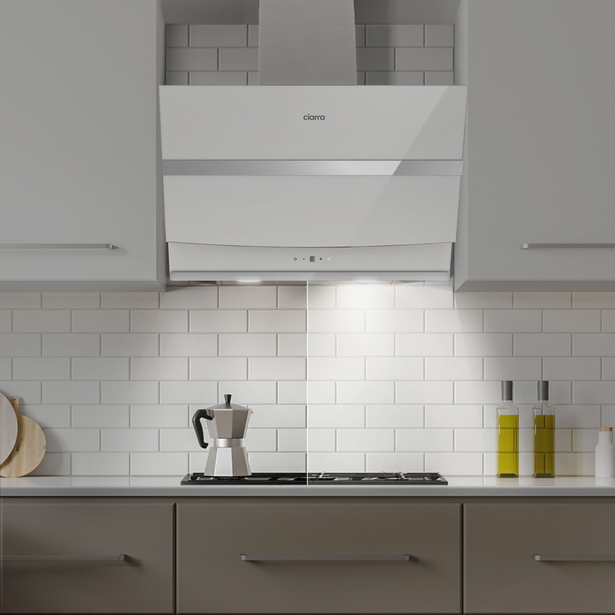 CIARRA Kopffreihaube VM6736NW, A+++ 650m³/h Dunstabzugshaube 60cm WIFI + APP & Touch Control Booster