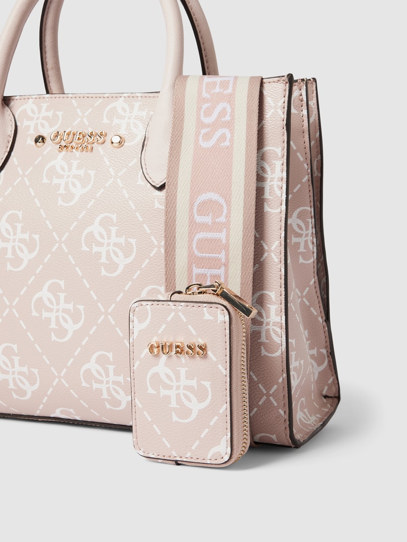 Tote Bag mit Label-Applikation Modell 'SATCHEL' in rosa
