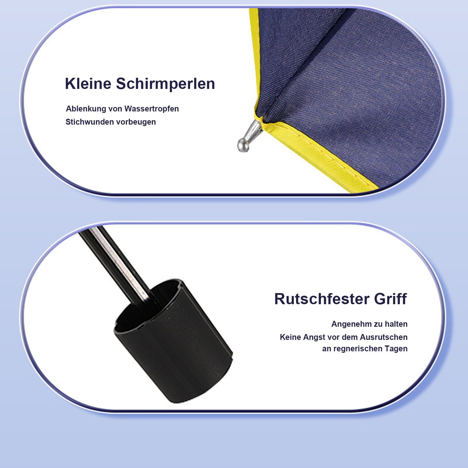 OKWISH Sonnenschirm Regenschirm Faltbar Schirm Taschenschirm Sonnenschutz groß Winddicht, 62-Zoll-Übergröße, Kurze Klappgröße, Golfschirm, Reiseschirm, Klappschirm