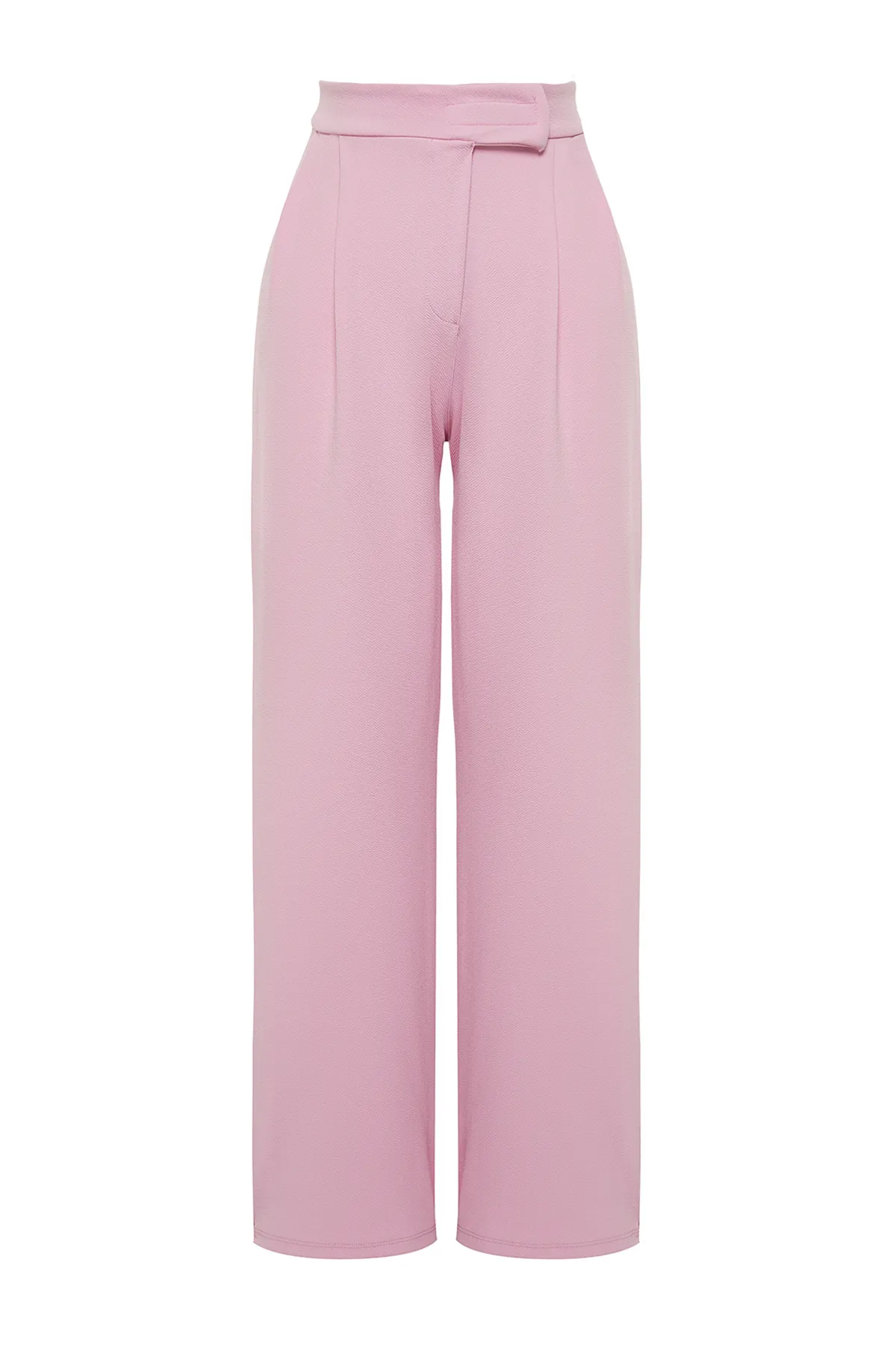 Trendyol Collection  Rosa Strickhose mit hohem Bund, weitem Bein und Klettverschluss, plissiert, weit geschnitten, TWOAW24PL00177