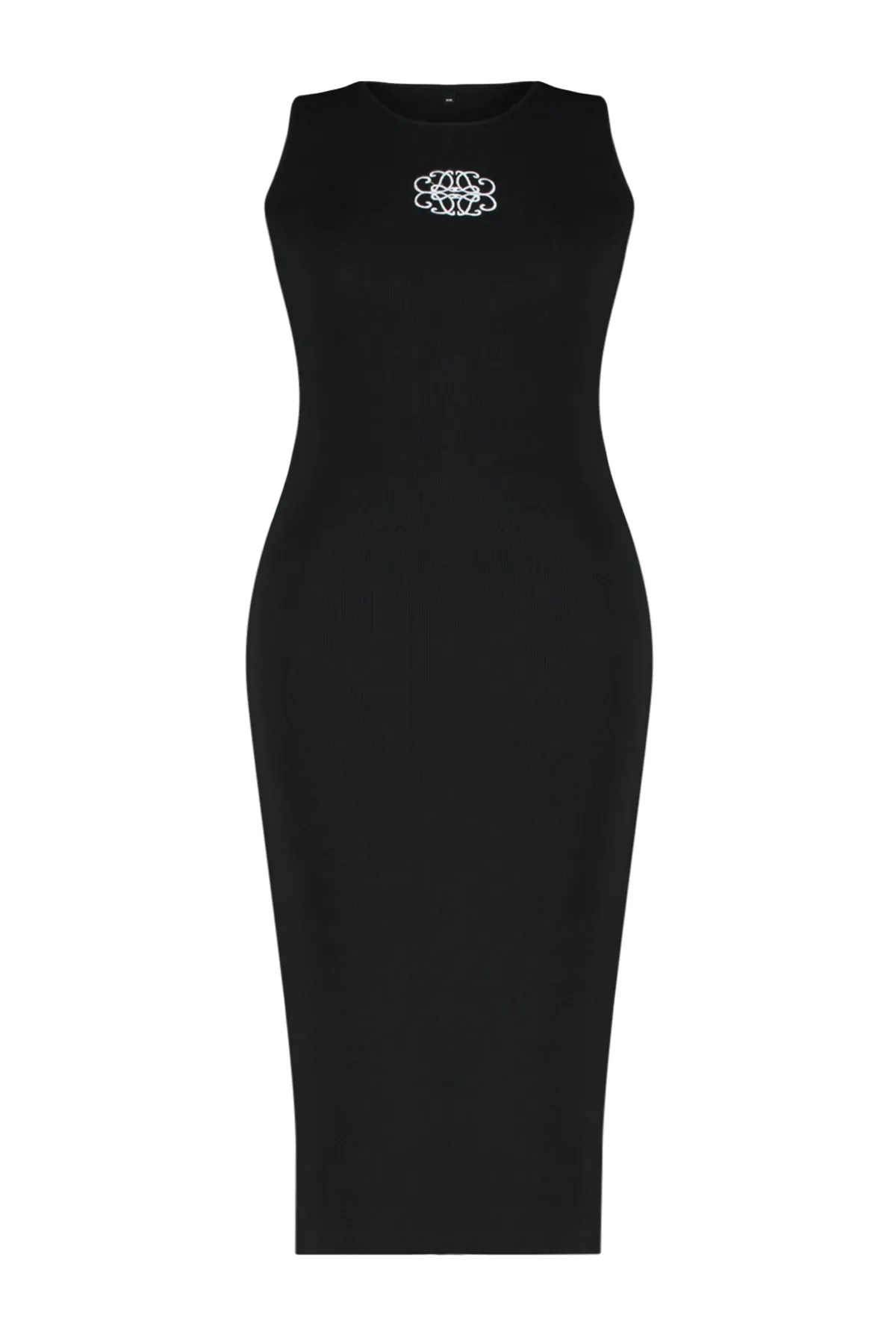 Trendyol Curve  Schwarzes, detailliertes Midi-Strickkleid mit Stickerei TBSSS24AH00126