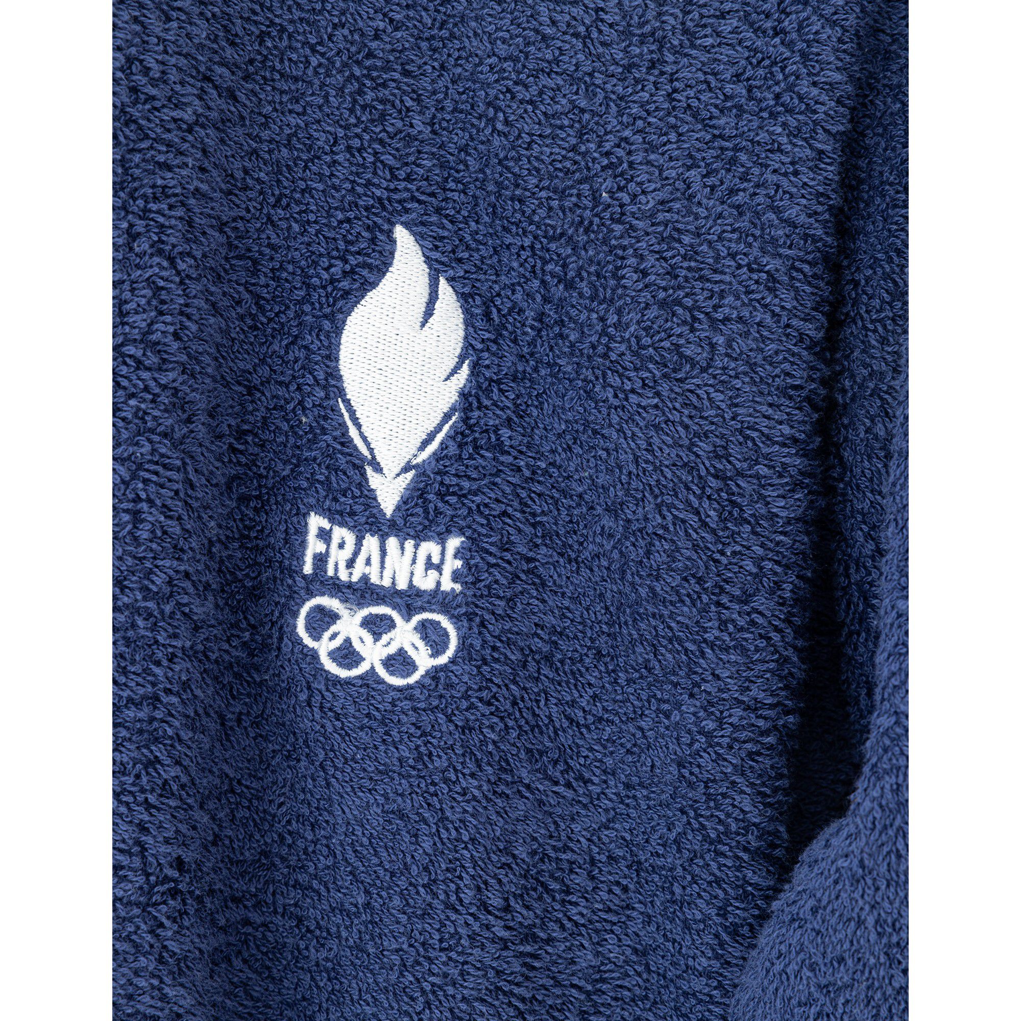 Peignoir de bain adulte JO Paris 2024 col kimono, éponge bouclette