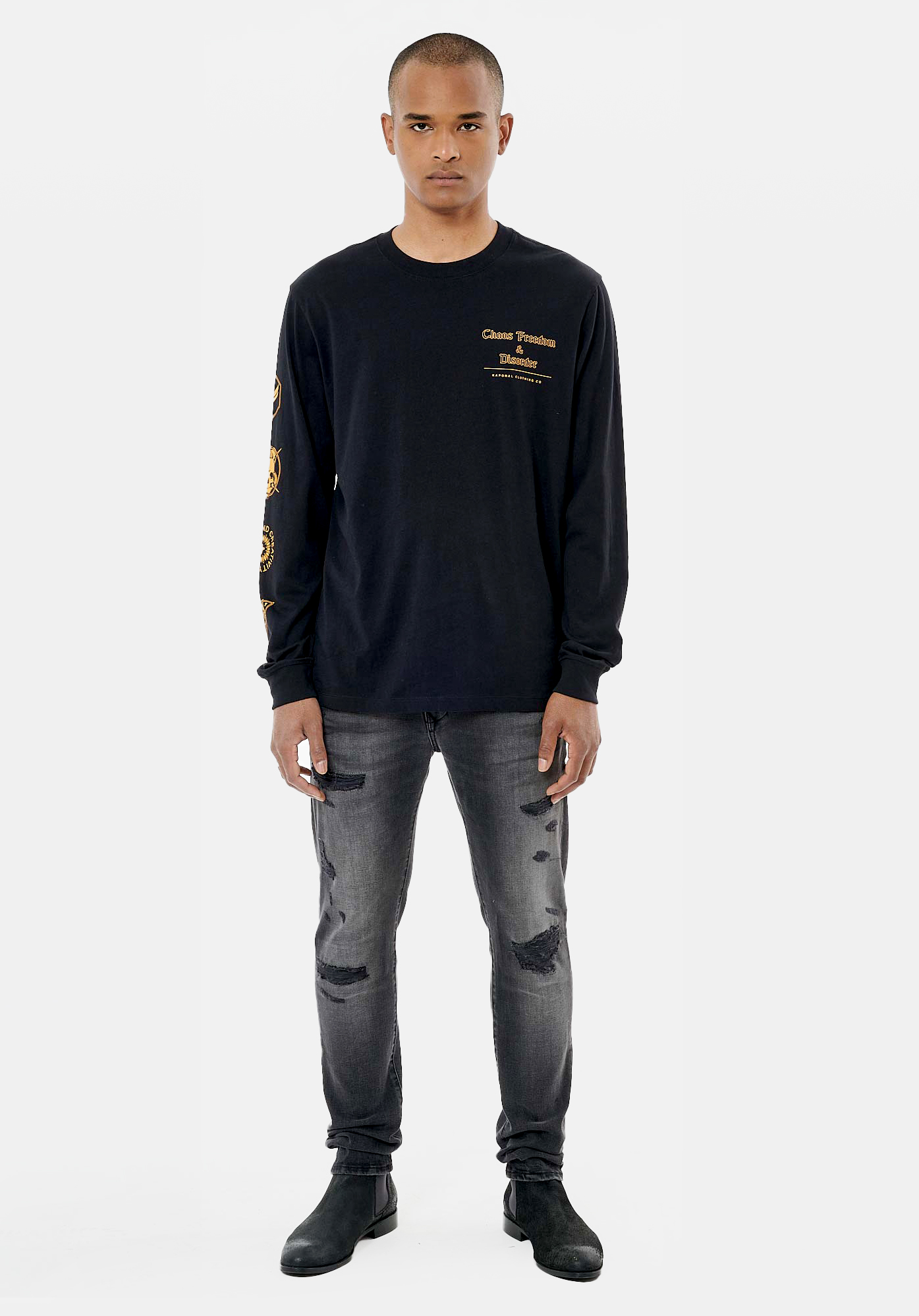REGAN  T-shirt noir homme 100% coton