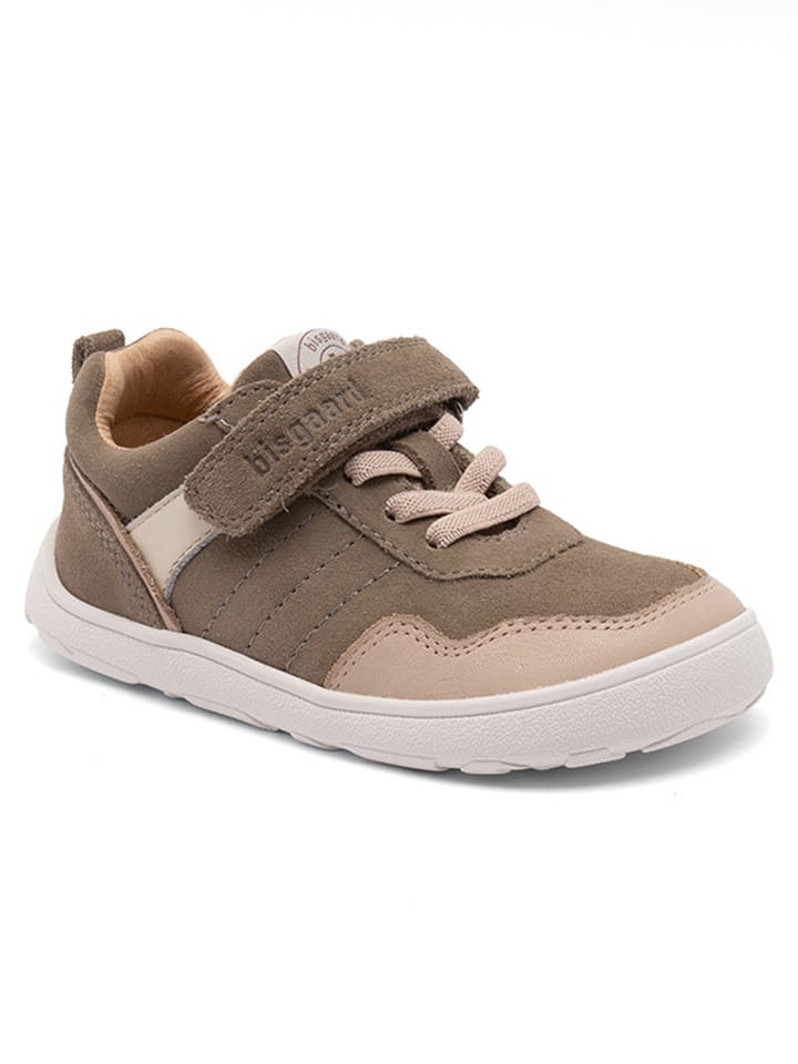 bisgaard Leder-Sneakers in Khaki/ Beige günstig kaufen