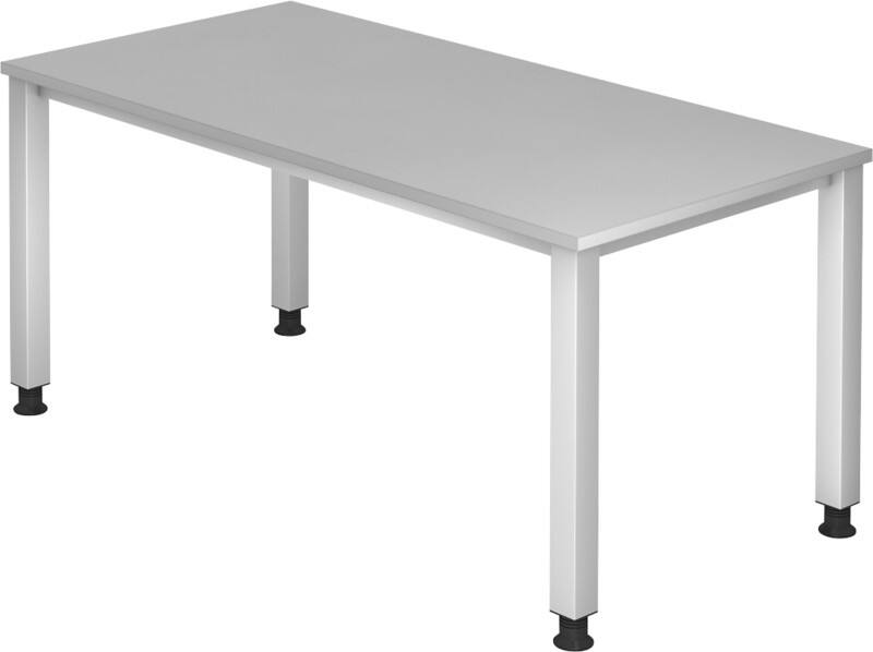Hammerbacher VQS16/5 Q Serie Höhenverstellbarer Schreibtisch Rechteckig Holz Silber 4 Füße 1.600 x 685 mm