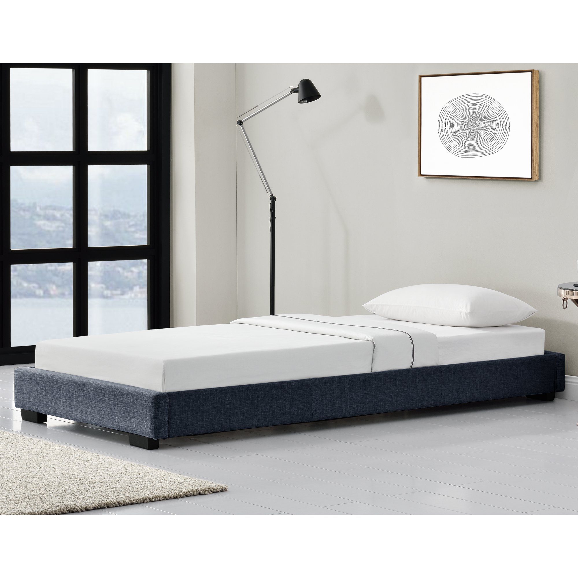Corium Polsterbett, Masari Bett mit Lattenrost 90x200cm Leinen Dunkelgrau