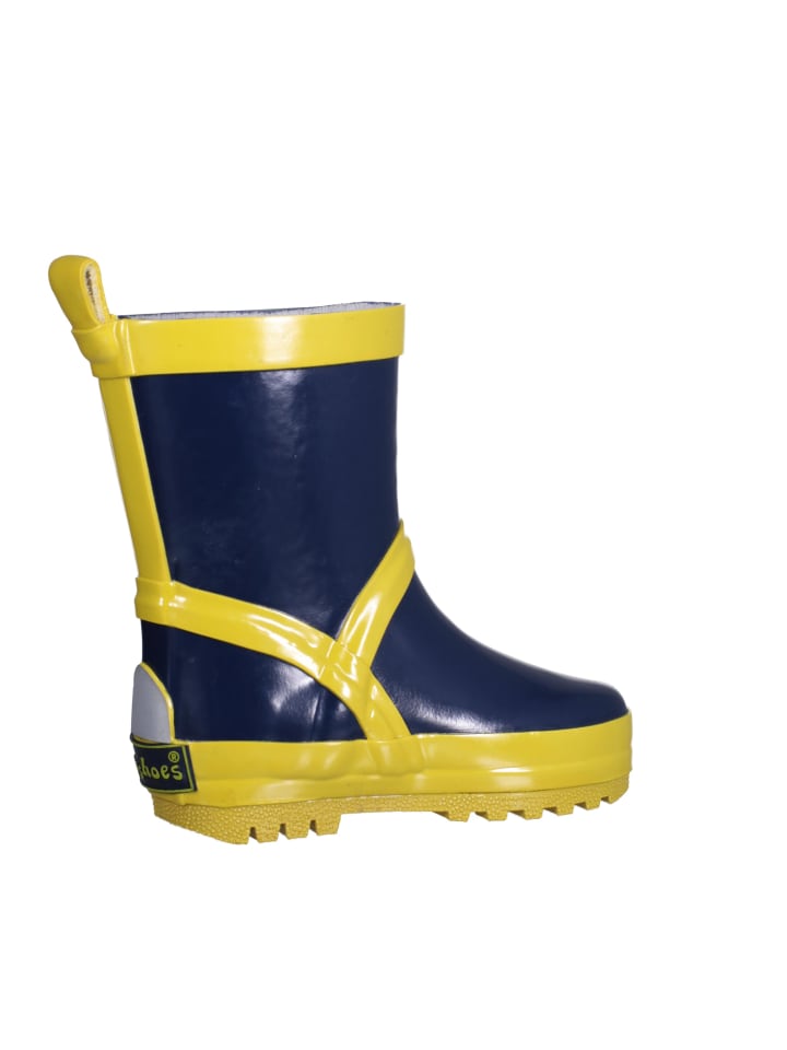Playshoes Gummistiefel uni in Marine/Gelb günstig kaufen
