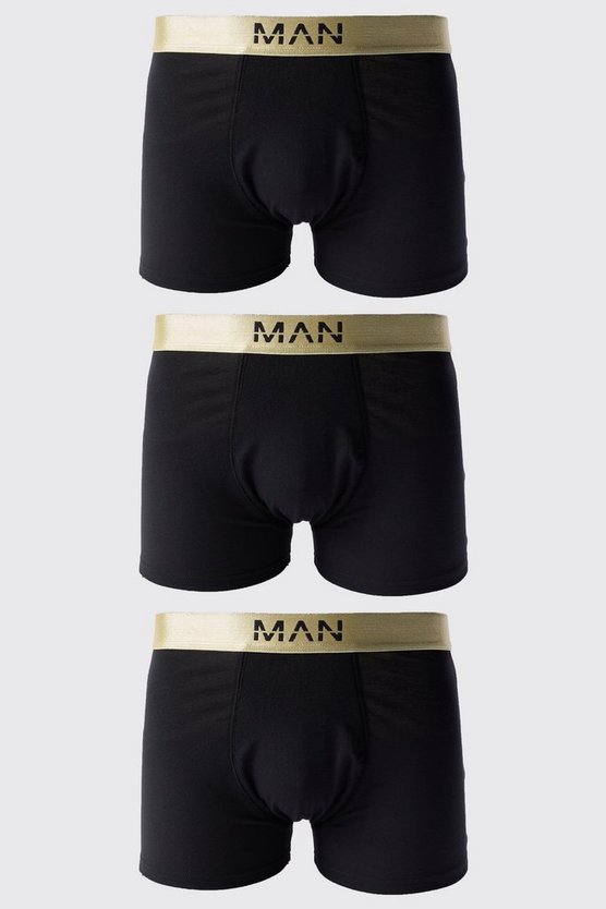 3er-Pack Man-Dash Boxershorts mit goldenem Bund