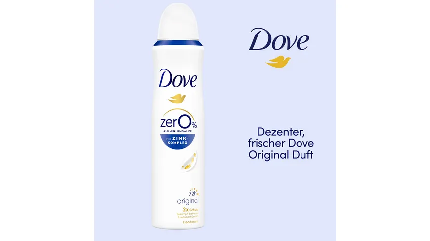 Dove Deodorant-Spray mit Zink-Komplex Original 0% Aluminiumsalze 150 ml