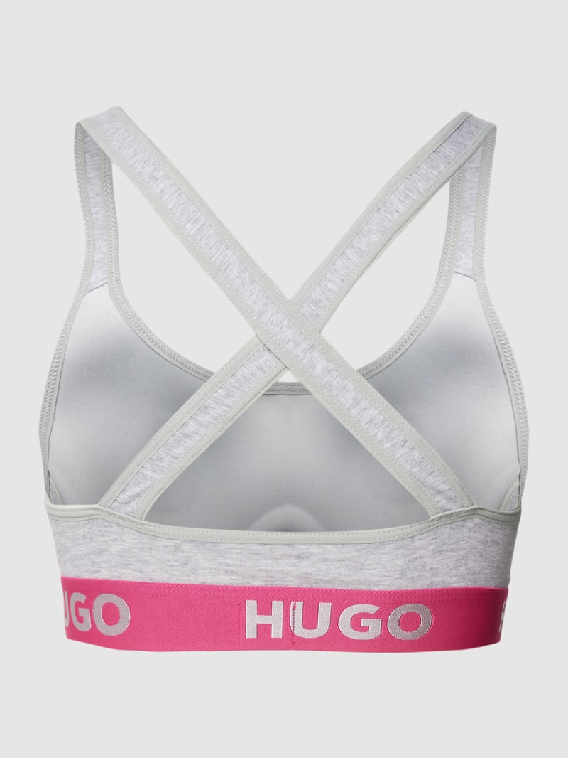 Bralette mit elastischem Logo-Bund in hellgrau meliert