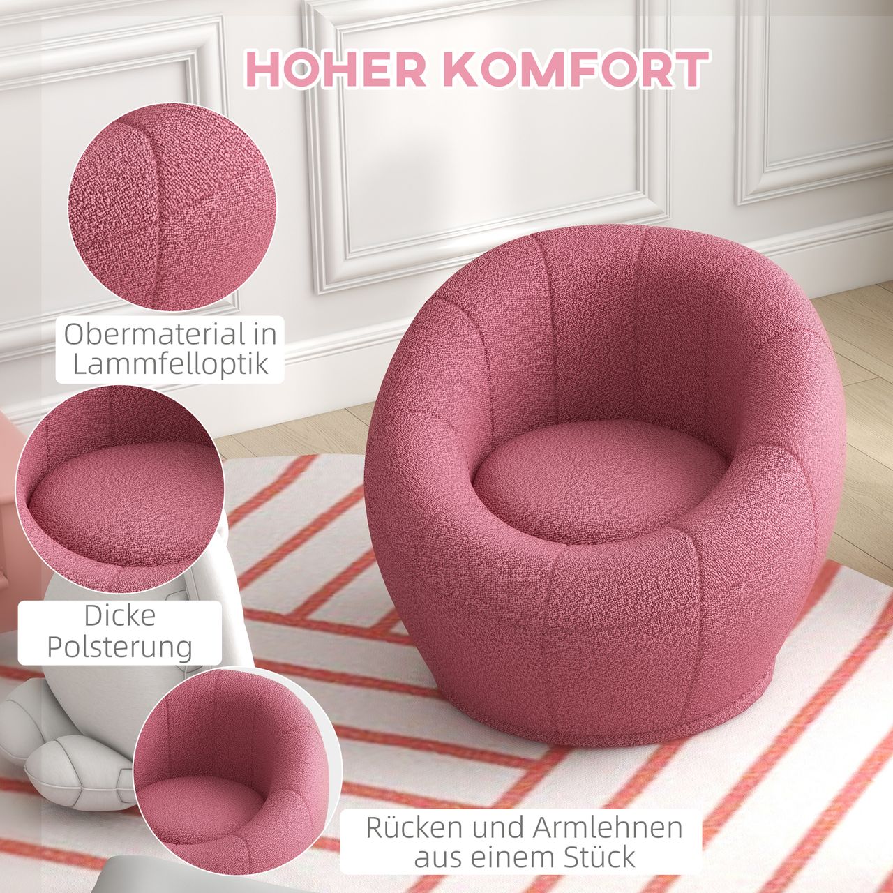 HOMCOM Loungesessel Einzelsessel Drehbarer Polstersessel bis 120 kg Belastbar