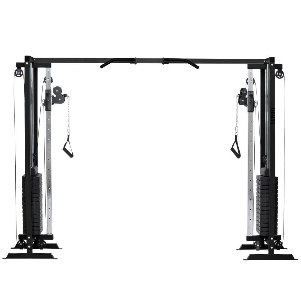 SF SUPRFIT Kraftstation Hallador Fitnessturm als Kabelzugstation Regular od. Basement Edition, inkl Gewichten bis 71kg, Regular 298x216cm, Basement Edition 298x200cm