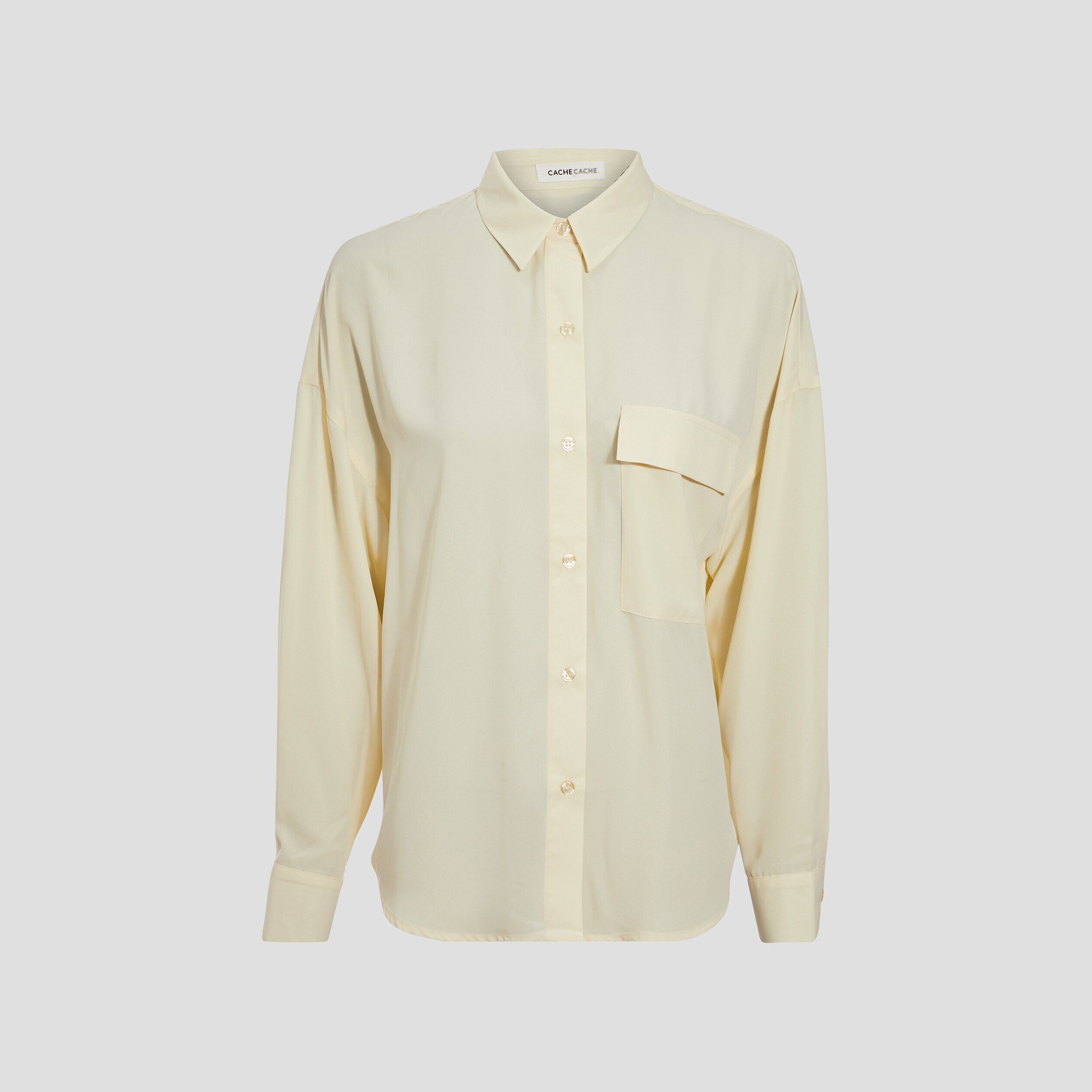Chemise manches longues jaune pastel femme | Cache Cache
