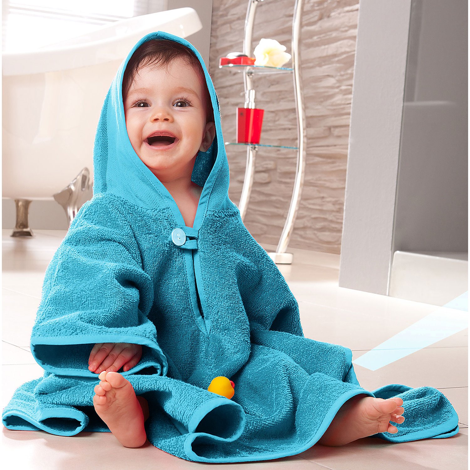 buttinette Frottier-Poncho, türkis, 55 x 71 cm