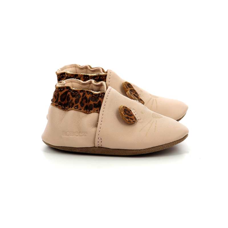Chaussons cuir tannage vegetal Leo Mouse