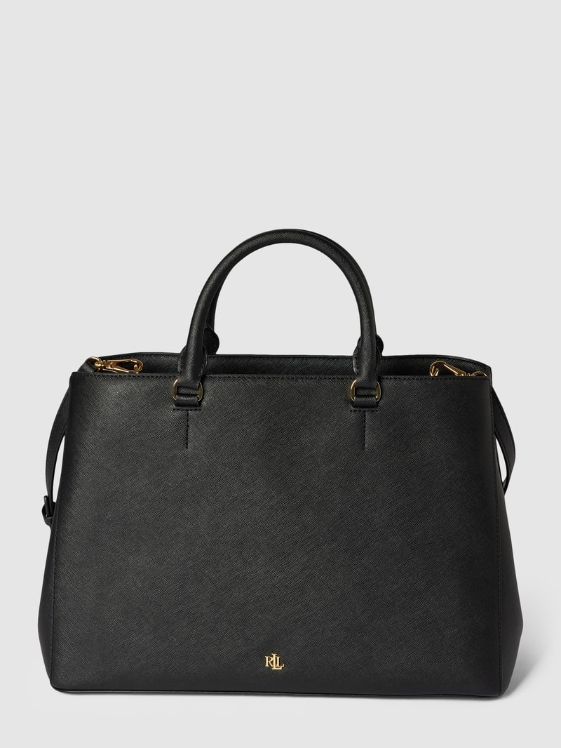 Satchel mit Label-Applikation in schwarz