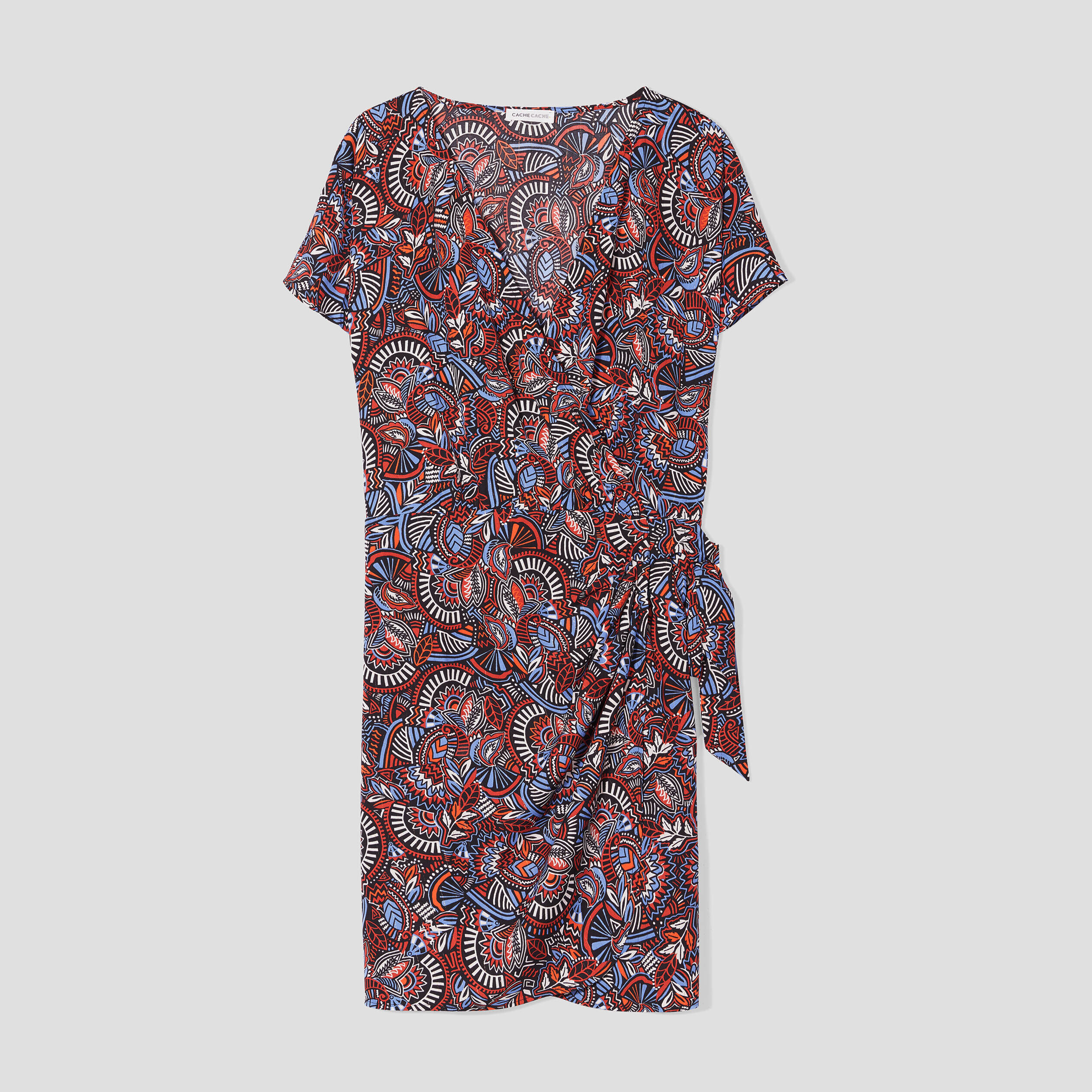 Robe portefeuille avec noeud noir femme | Cache Cache