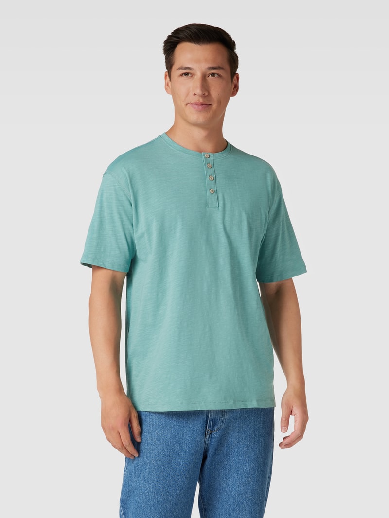 T-Shirt mit Knopfleiste in helltürkis