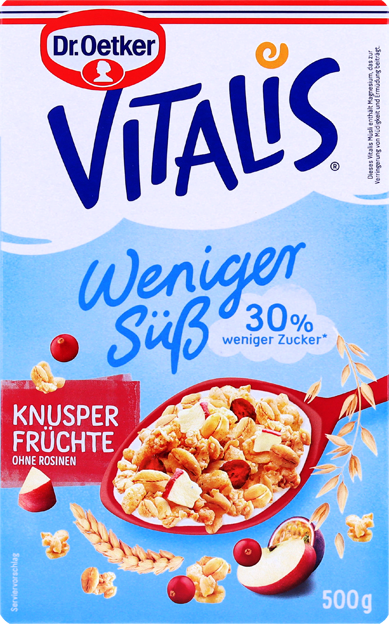 Dr. Oetker Vitalis Weniger süß Knusper Früchte Müsli