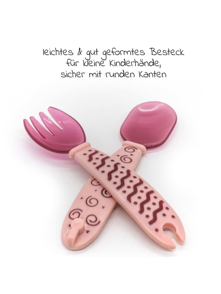 NUK 4-tlg. Set für unterwegs inkl. Babyteller mit Besteck in rosa günstig kaufen onesize