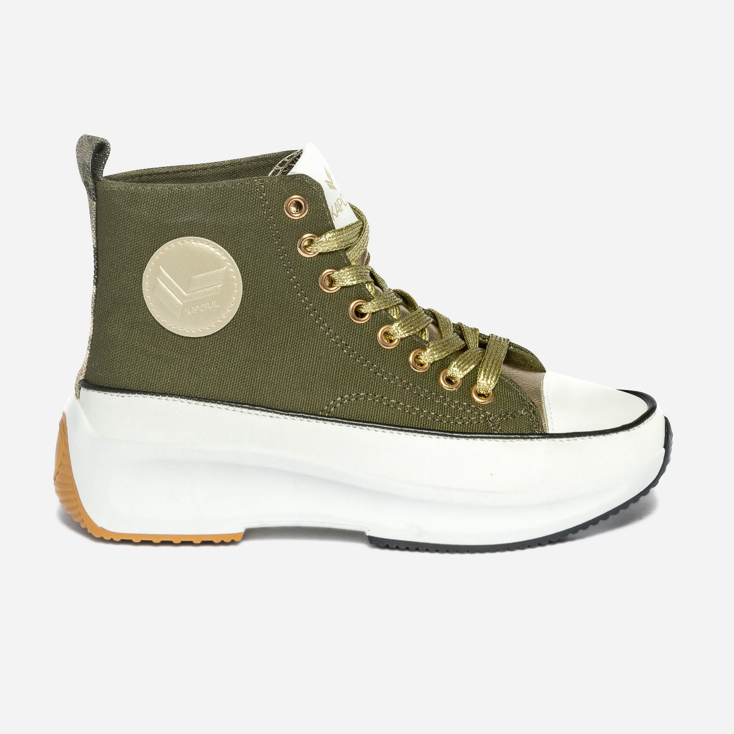 Basket KAPORAL kaki et or à plateforme