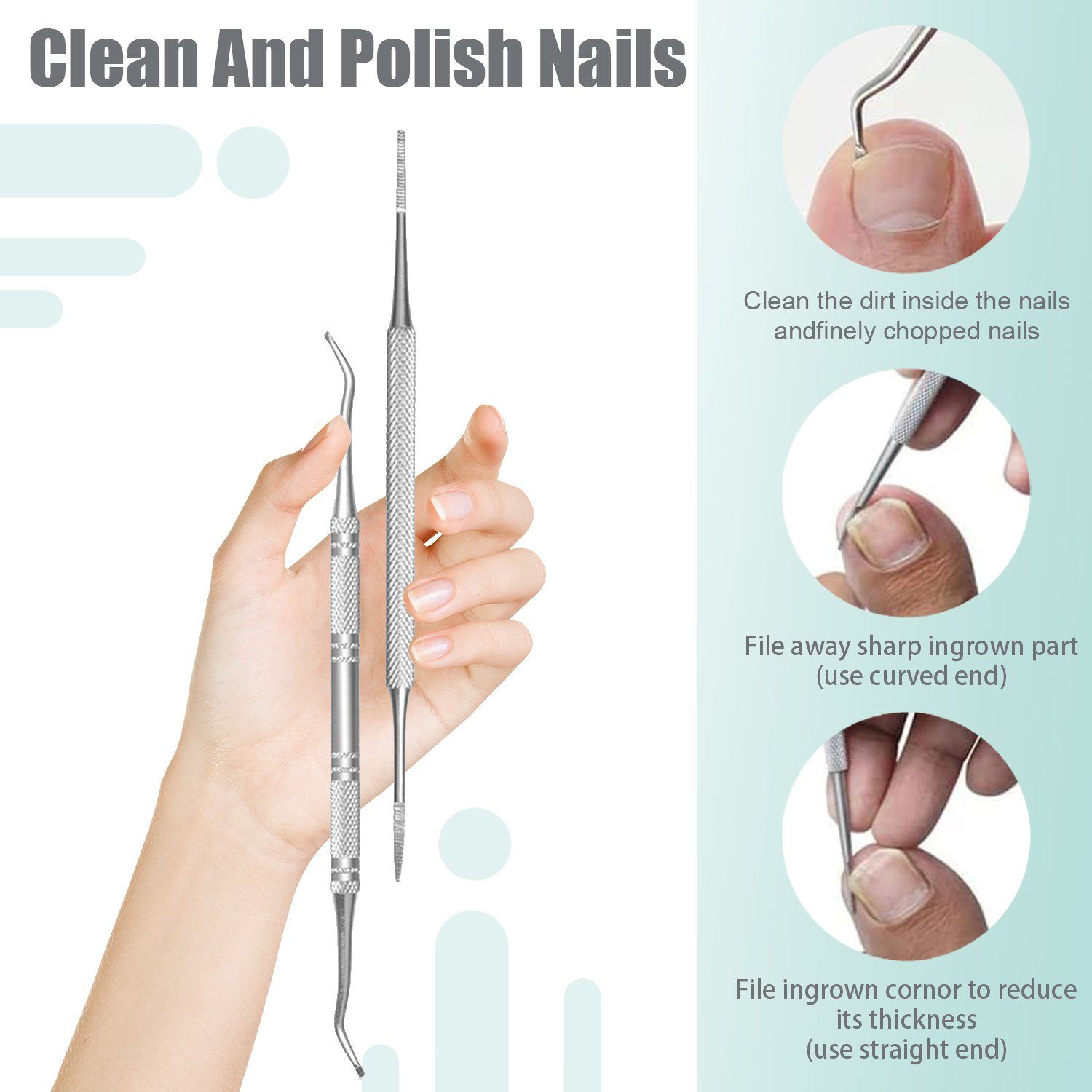 SOEKAVIA Nagelknipser-Set, Super scharf Nagelzange für Dicken & Eingewachsenen Harten Fußnägel, Profi Fußnagel Nagelknipser, Nagelfeile und Weicher Griff Nagelschere Set