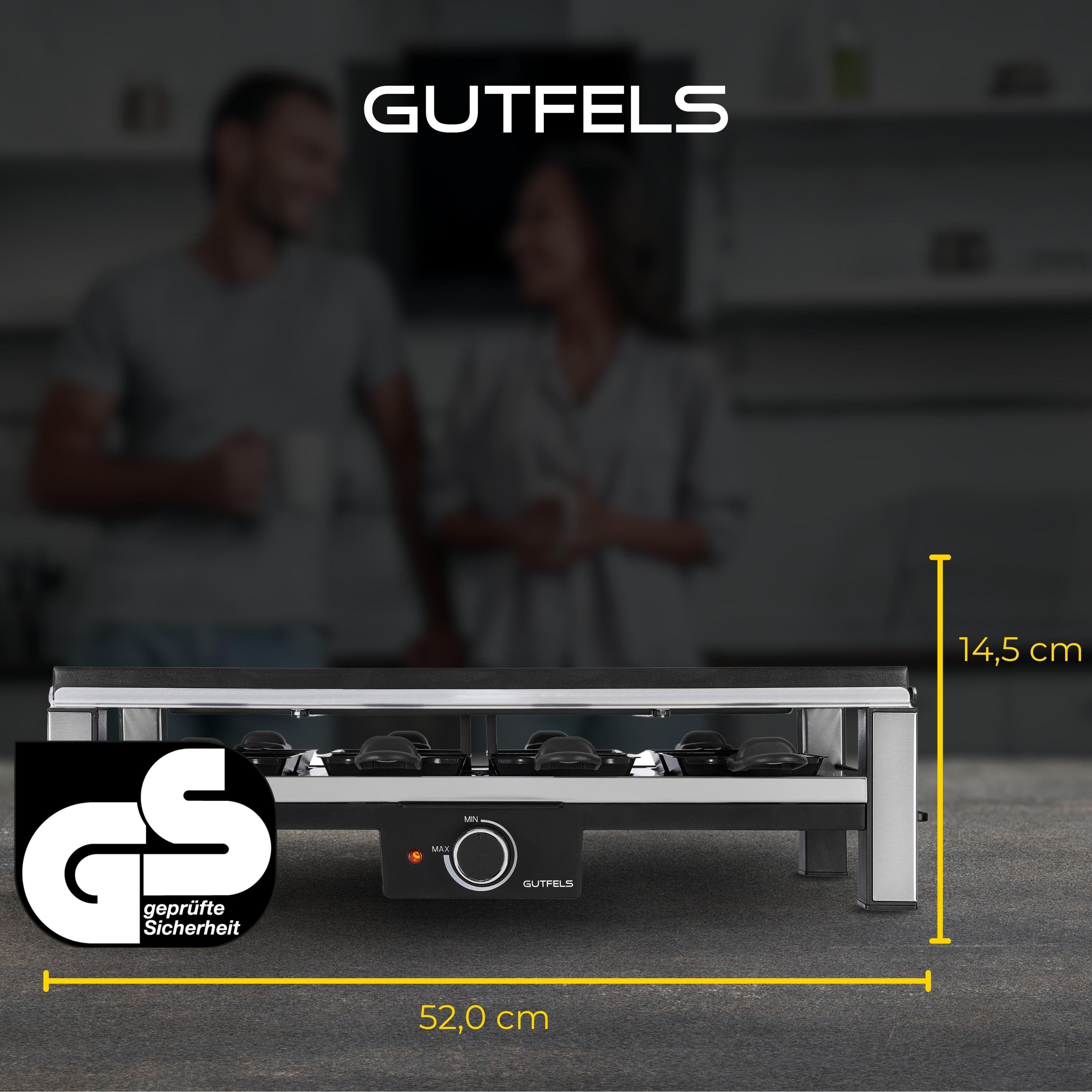 Gutfels Raclette RACLETTE 4020, 8 Raclettepfännchen, 2000 W, Wendeplatte als Grill oder Plancha, bis zu 8 Pers., Spülmaschinenfest