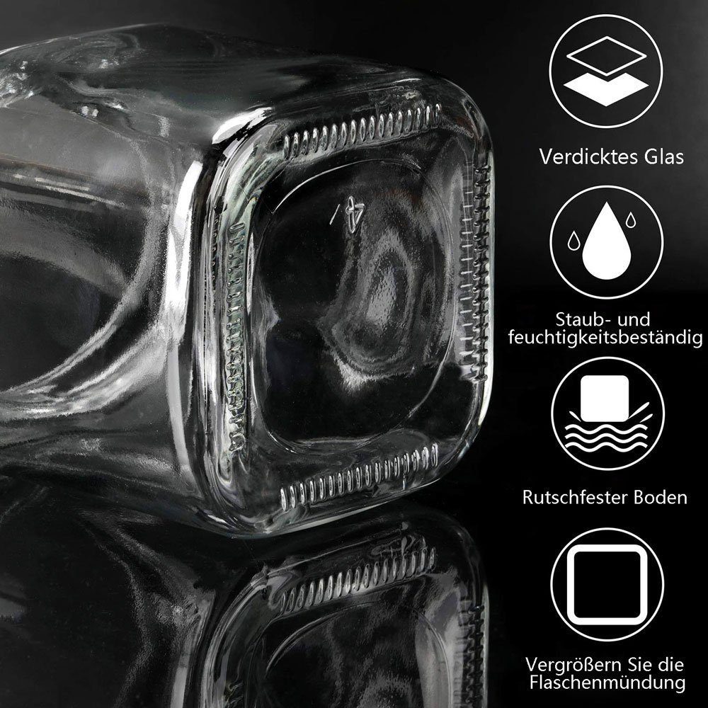 SOTOR Gewürzbehälter Tablett Glas Gewürzglas Küche mit Edelstahl Löffel Gewürzbehälter, (Gewürzdosen-Set, 3 Stück mit Deckel und Löffel)