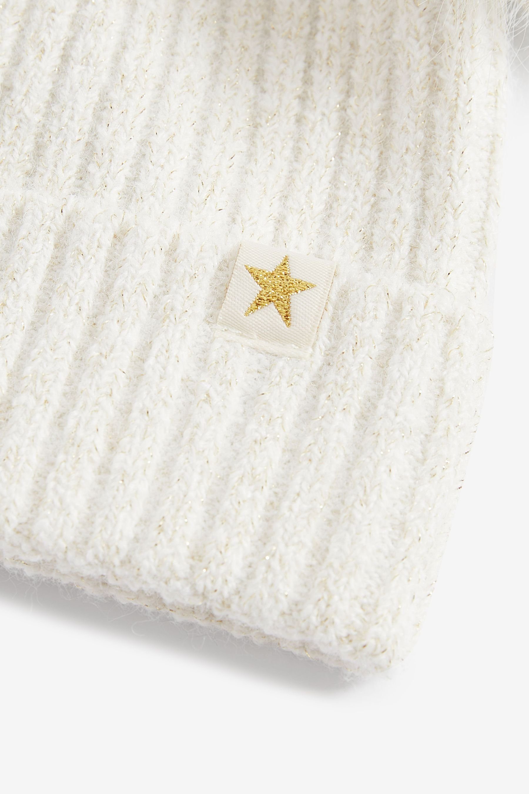 Next Bommelmütze Gerippte Beanie-Strickmütze mit doppeltem Bommel (1-St)