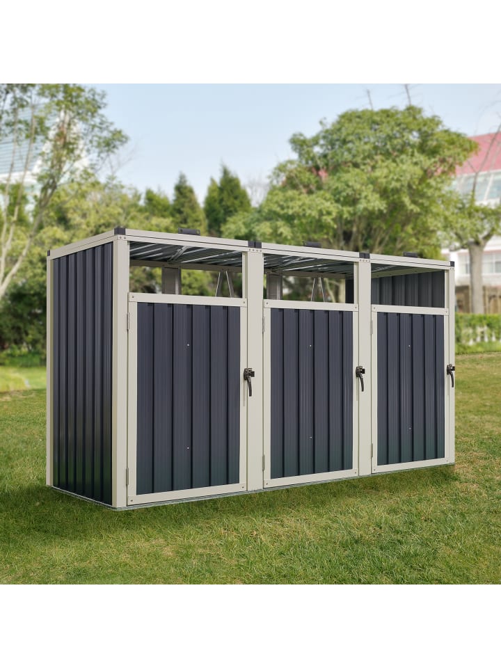 pro.tec Mülltonnenbox Tarbek für 3 Tonnen in Anthrazit (B)219cm günstig kaufen onesize