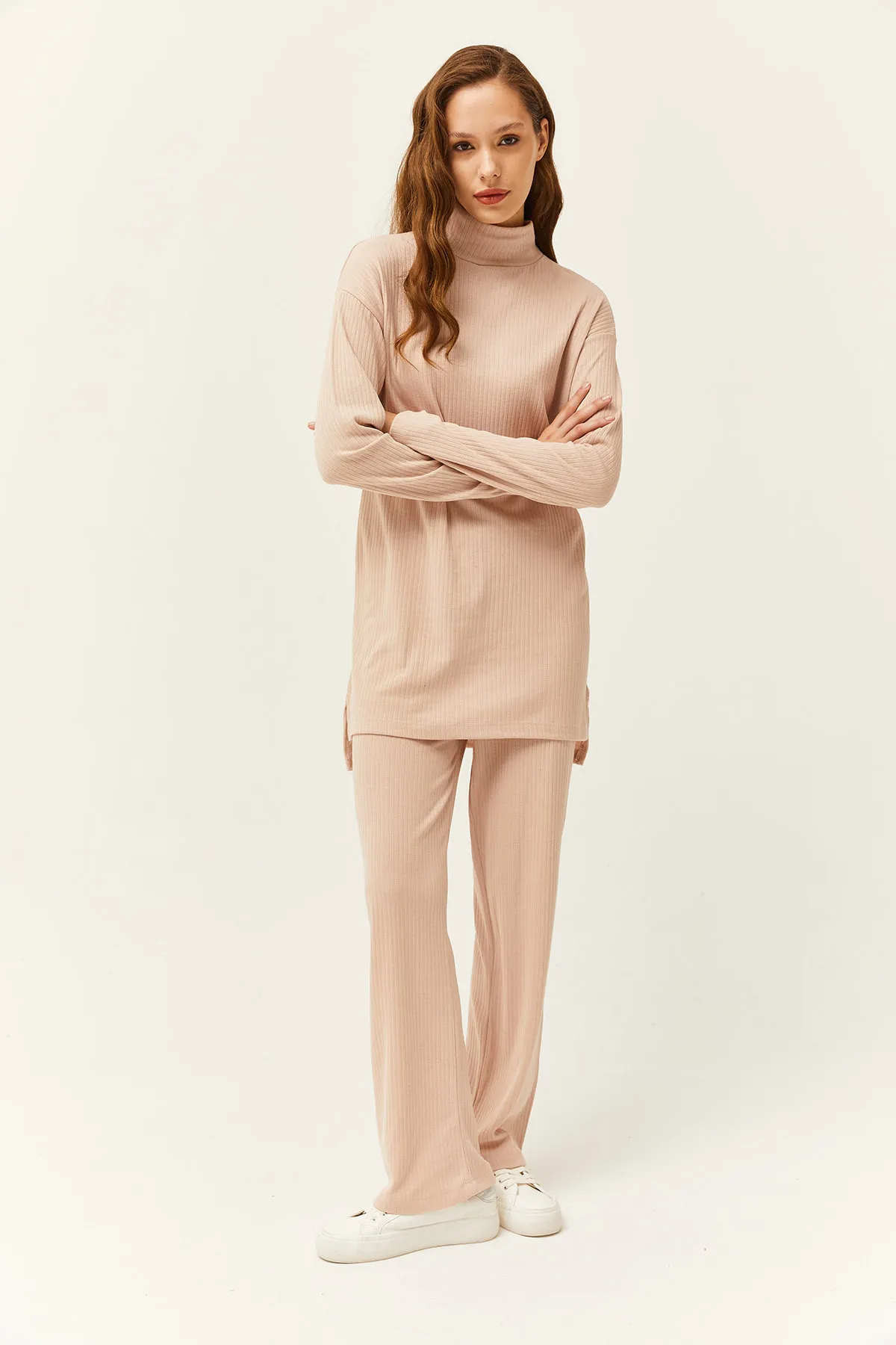 Olalook  Damen Stein vorne kurz hinten lang Tunika Unteres Top Set TKM-19000236