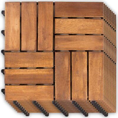 Powertec Garden Massivholz Klickfliesen -Terrassenfliesen für Balkon Akazienholz-Klickfliesen - Geölt, 30 x 30 x 2,4cm, 9 Stück