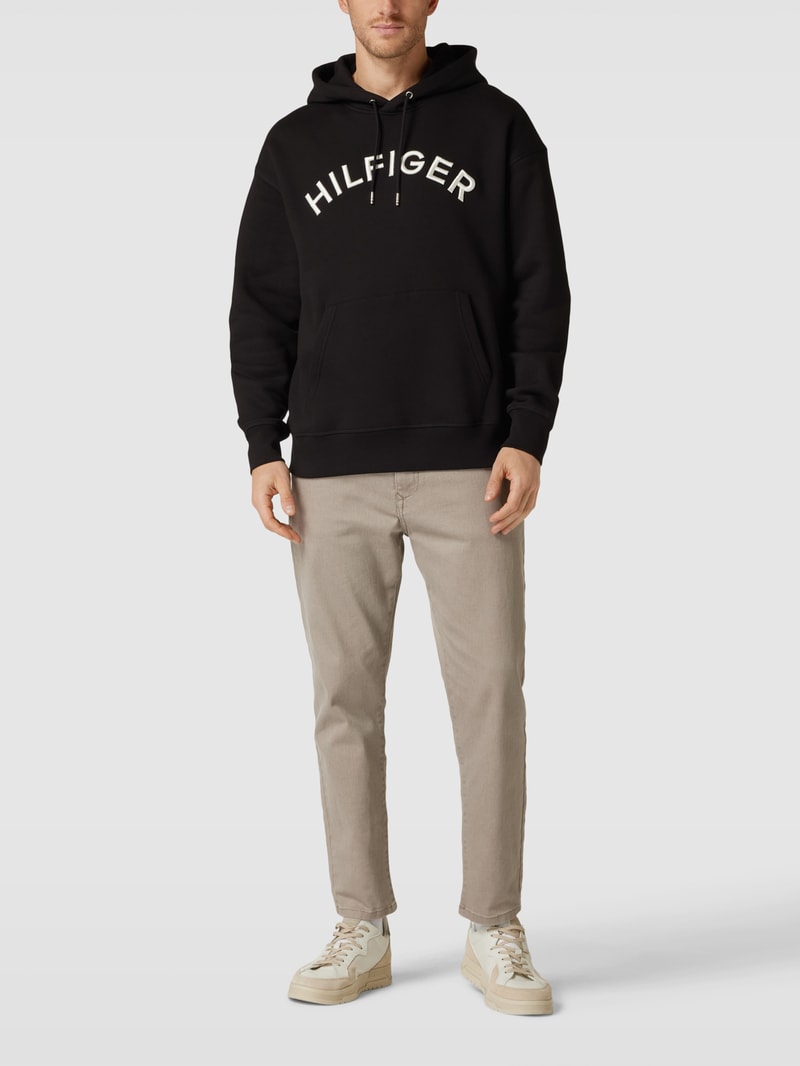 Hoodie mit Label-Stitching Modell 'ARCHED HOODY' in schwarz