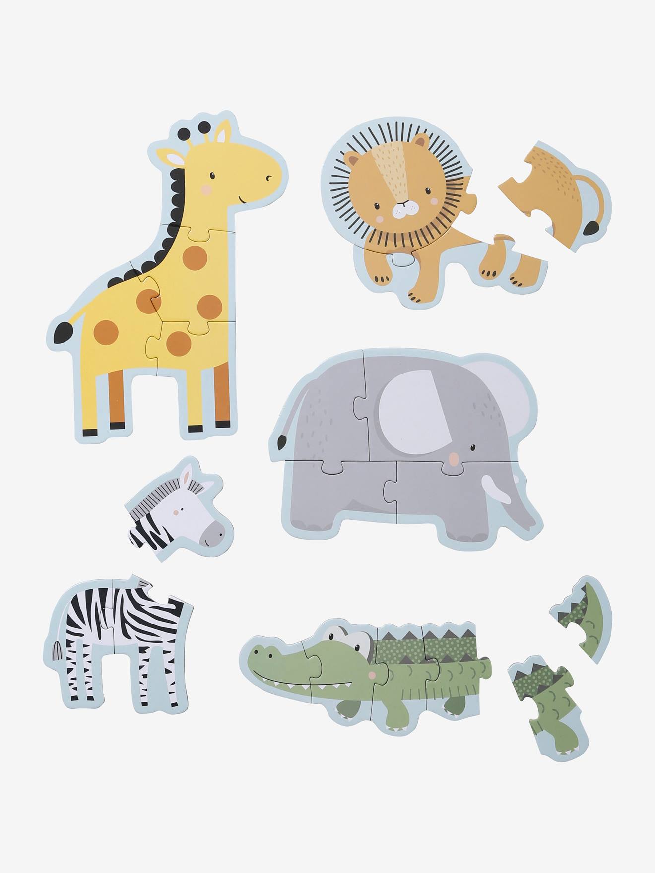 Vertbaudet 5er-Set Lernpuzzles TANSANIA, 3-6 Teile - beige