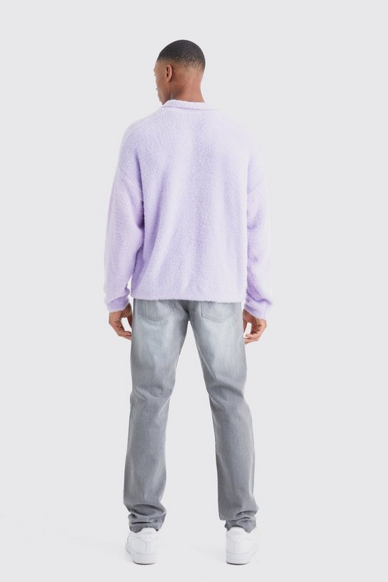 Kastiges flauschiges Poloshirt