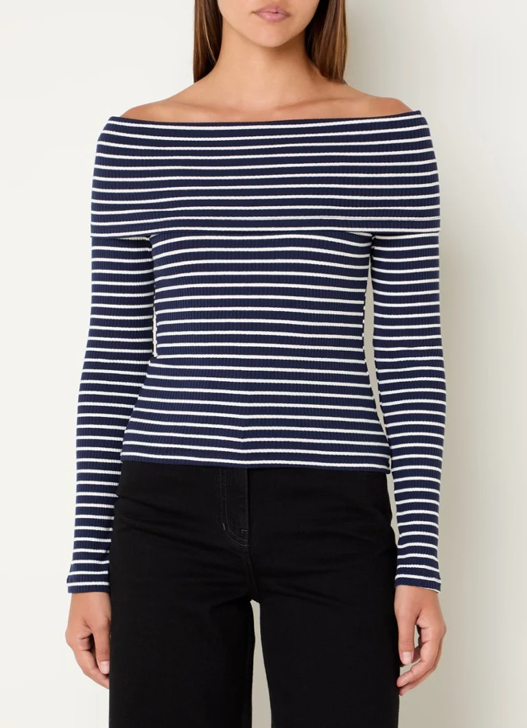 Top Neo Noir Lessy con scollo a spalle scoperte e texture a coste.