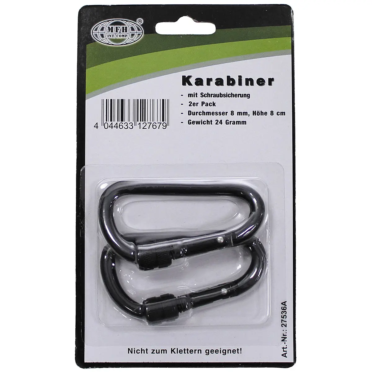 2 Stk Karabiner Schraubverschluss schwarz