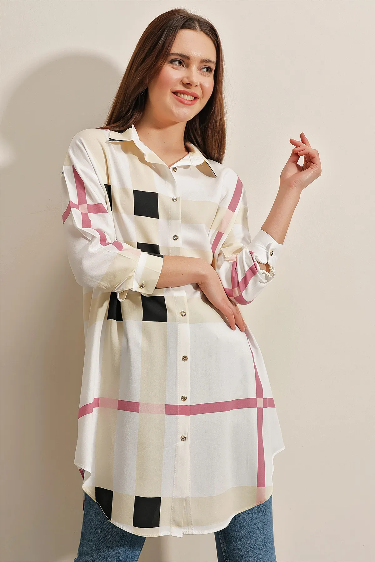 Bigdart  5599 Gemusterte Tunika – Rosa
