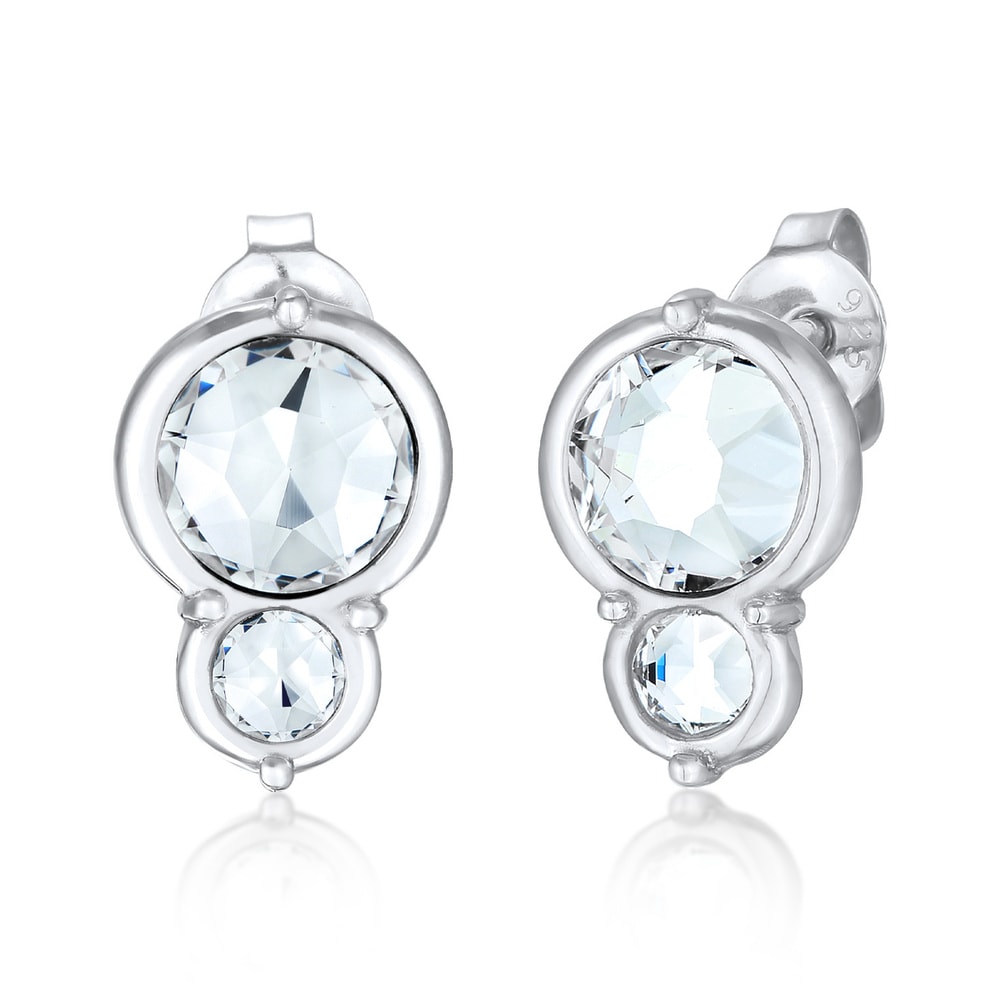Elli Elli Boucles d'Oreilles Femmes clous d'oreilles ronds élégants avec cristal en ar Boucles d'oreilles