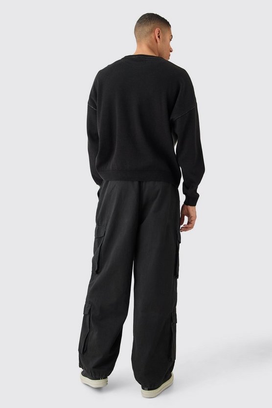 Kastiger Oversize Pullover mit Moto-Print