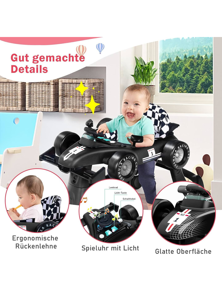 COSTWAY 4 in 1 Lauflernwagen in Schwarz günstig kaufen 75 cm