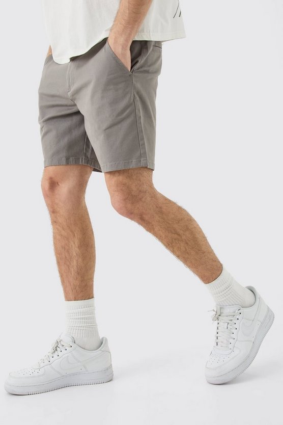 Graue Slim-Fit Chino-Shorts