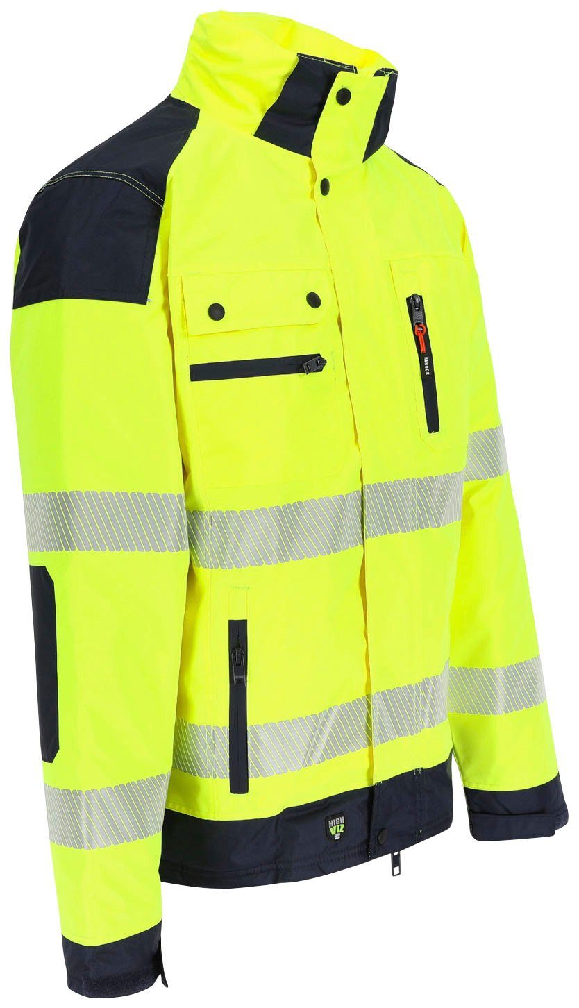 Herock Arbeitsjacke Hodor HIGH VIZ Regenjacke, atmungsaktiv, winddicht, viele Reissverschlusstaschen