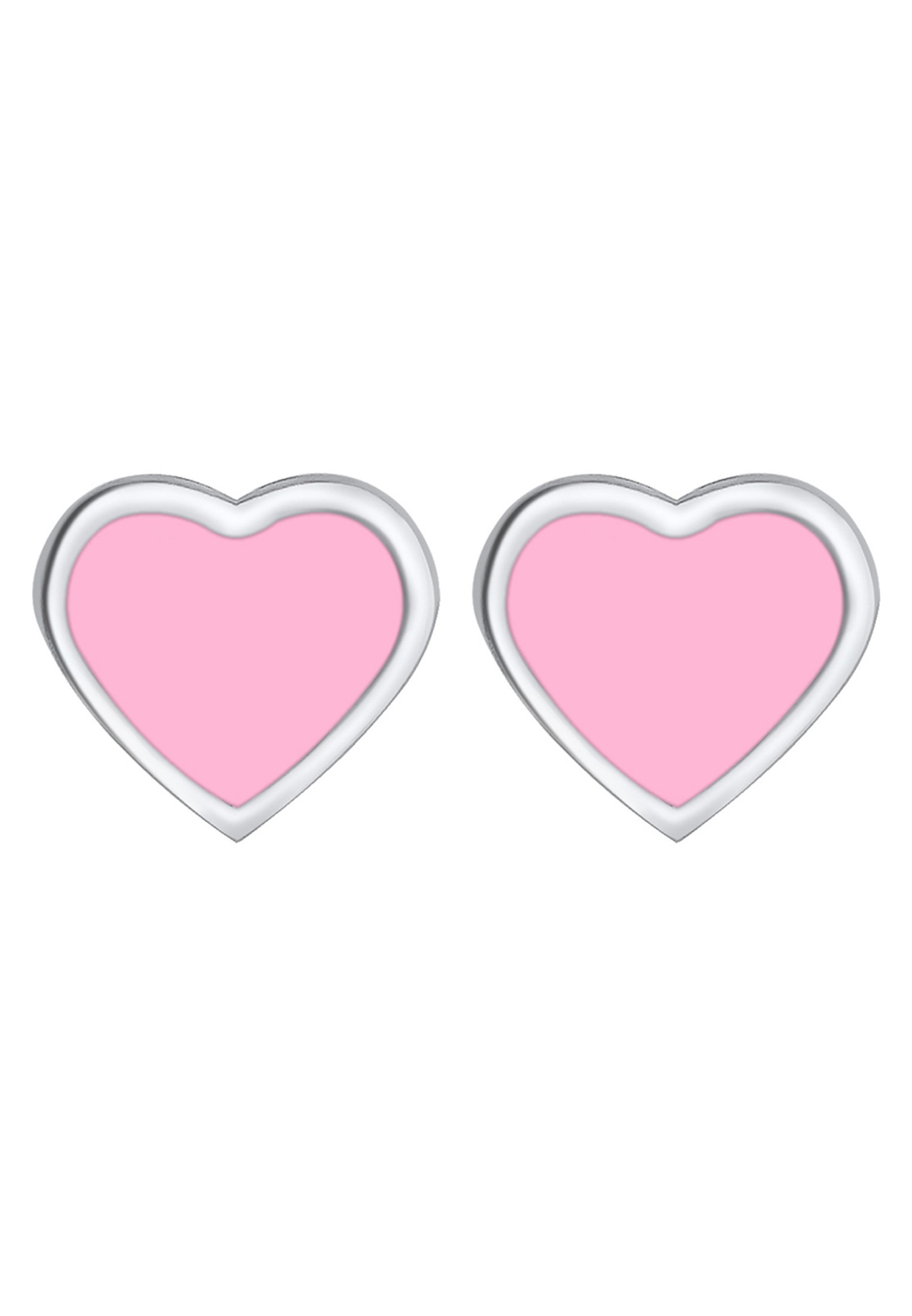 Orecchini a perno a forma di cuore per bambini Elli, in smalto rosa e argento sterling 925