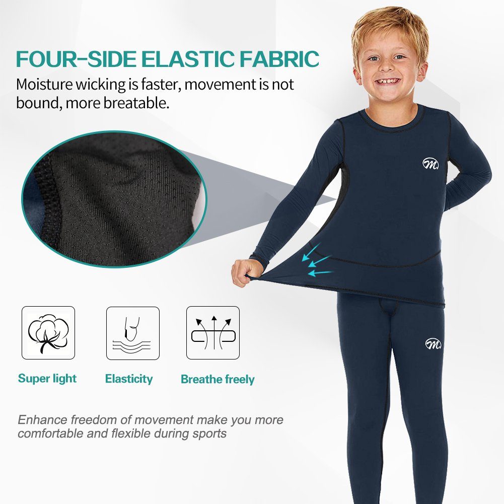 MEETYOO Thermounterhemd Kinder Fleece Thermo Unterwäsche Set (Jugendliche Kinder Thermounterhose Thermounterhemd, Skiunterwäsche Funktionsunterwäsche Set) Wintersport Ski